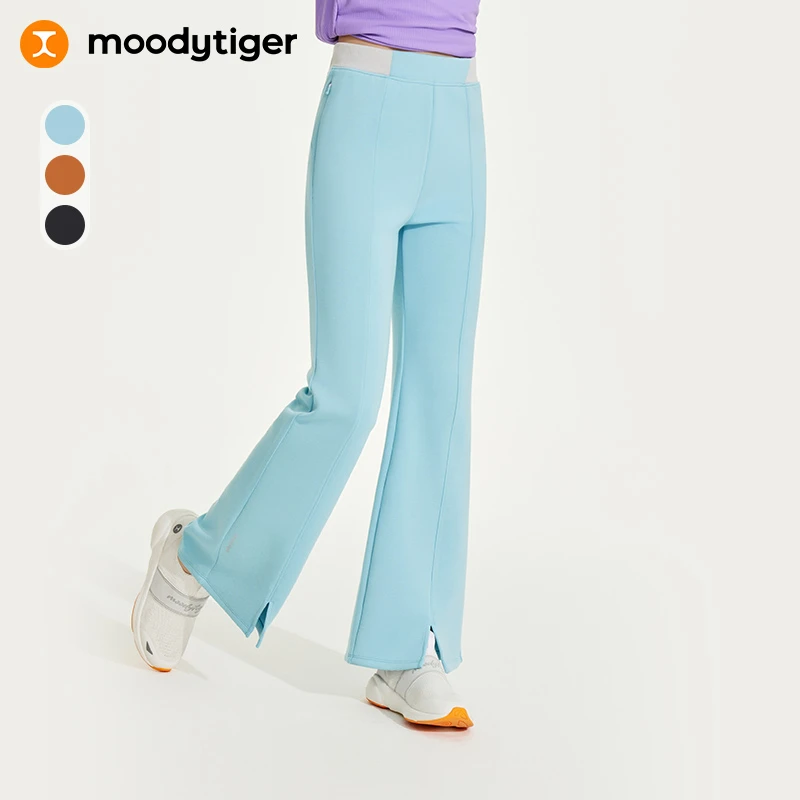 moodytiger【活动】女童针织微喇长裤高弹透气舒适运动裤43211301