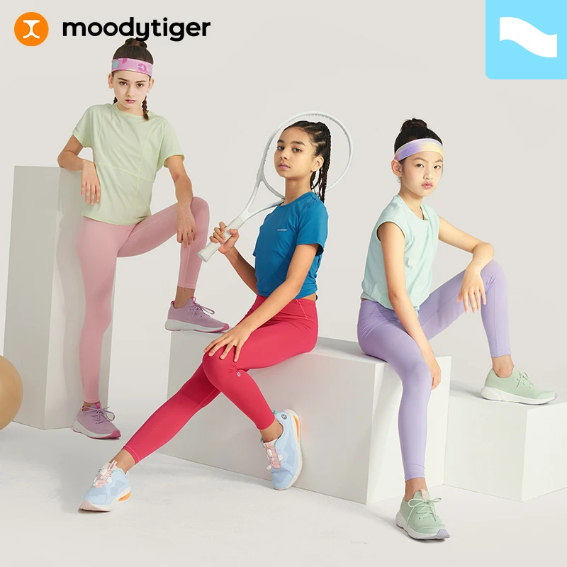 moodytiger紧身裤女童凉感防晒速干瑜伽裤小云朵42211422【H】