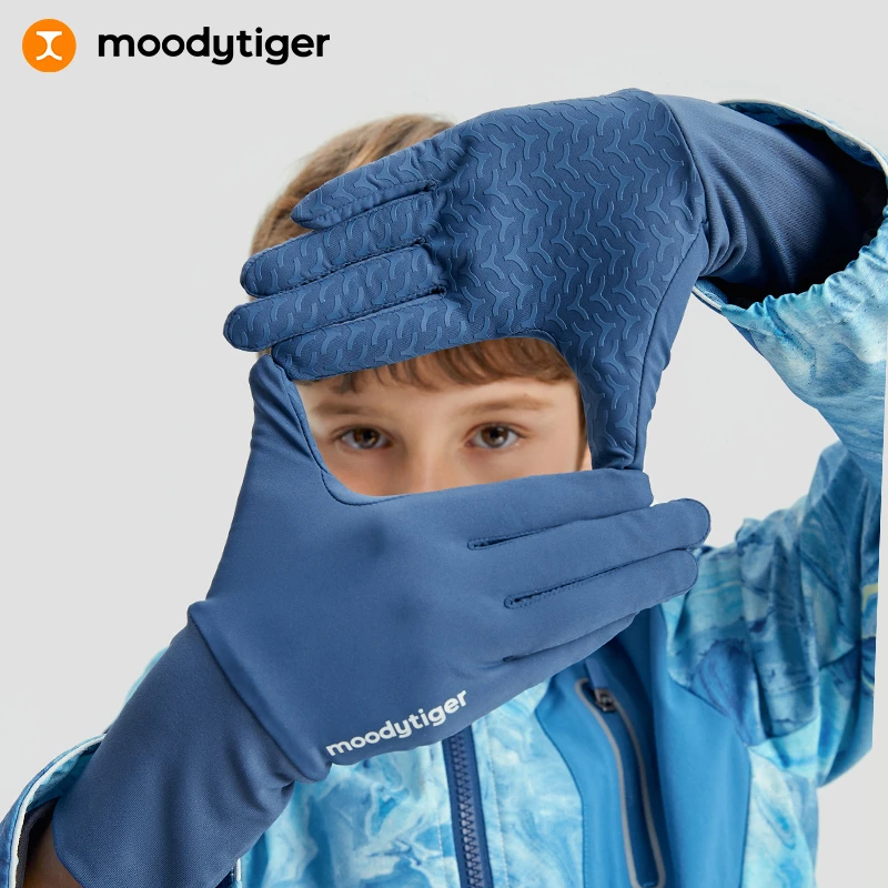 moodytiger儿童运动手套全指骑户外车耐磨防滑防护手套[H]