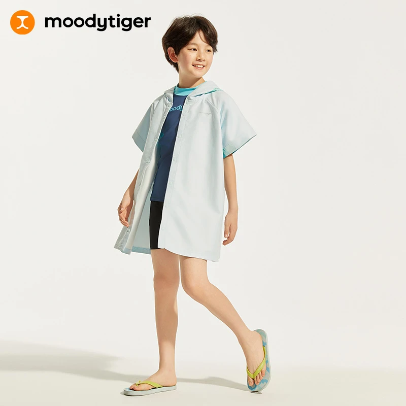 【水上运动系列】moodytiger儿童冲浪斗篷春夏防晒时尚印花宽松【
