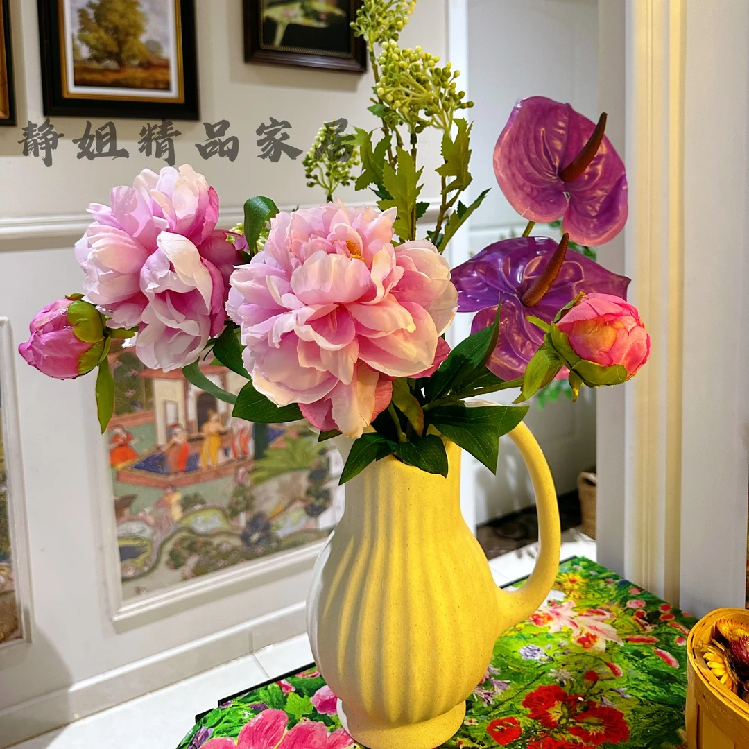 仿真牡丹花花晨月夕干花摆件假花装饰花艺