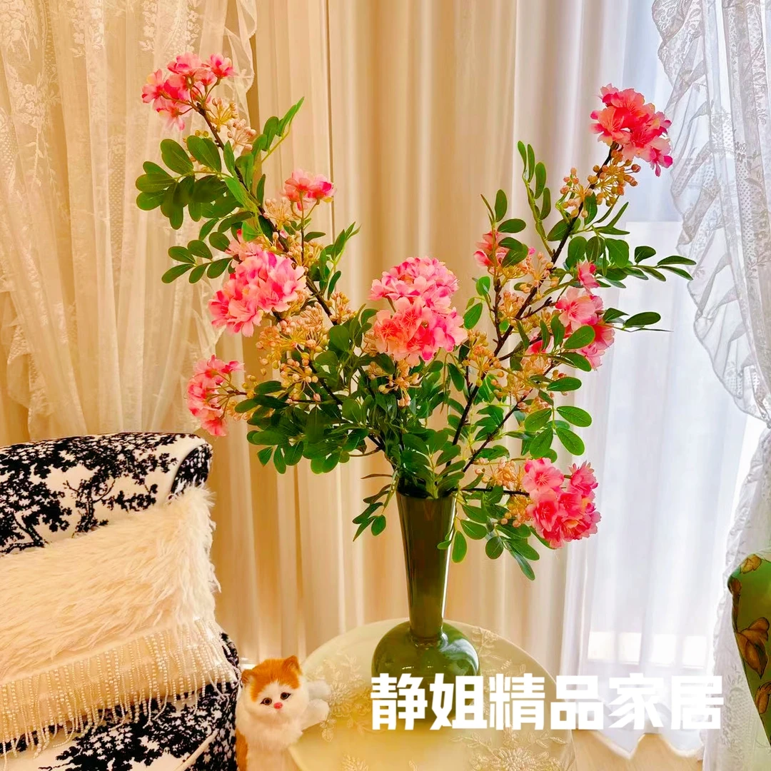醉香粉色含笑花仿真花束客厅落地花瓶插花摆件装饰绿植假花十里香