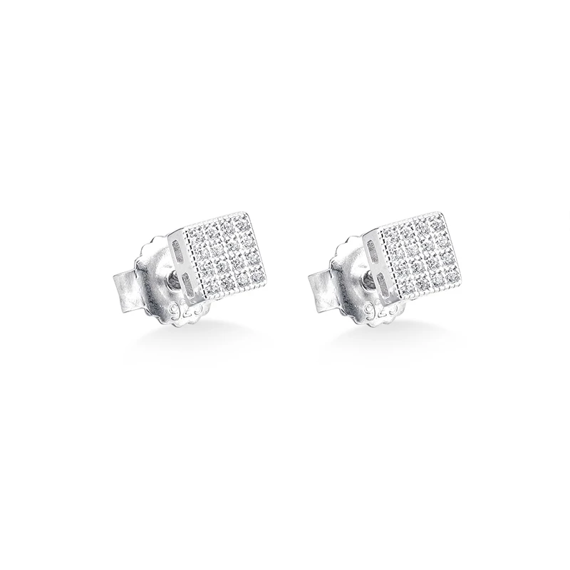 925银合成锆石耳饰  E156276 小方糖耳饰气质气质百搭简约精致