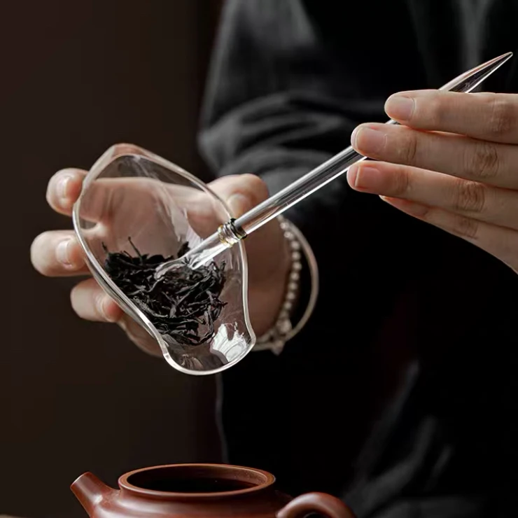 百垚高硼硅玻璃茶拨家用茶器复古高档茶针茶勺功夫茶具茶道零配件