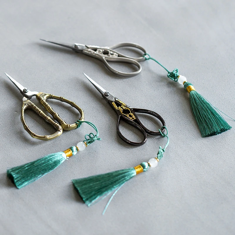 百垚不锈钢小茶剪家用茶叶剪刀茶道茶具零配件茶艺复古剪子流苏