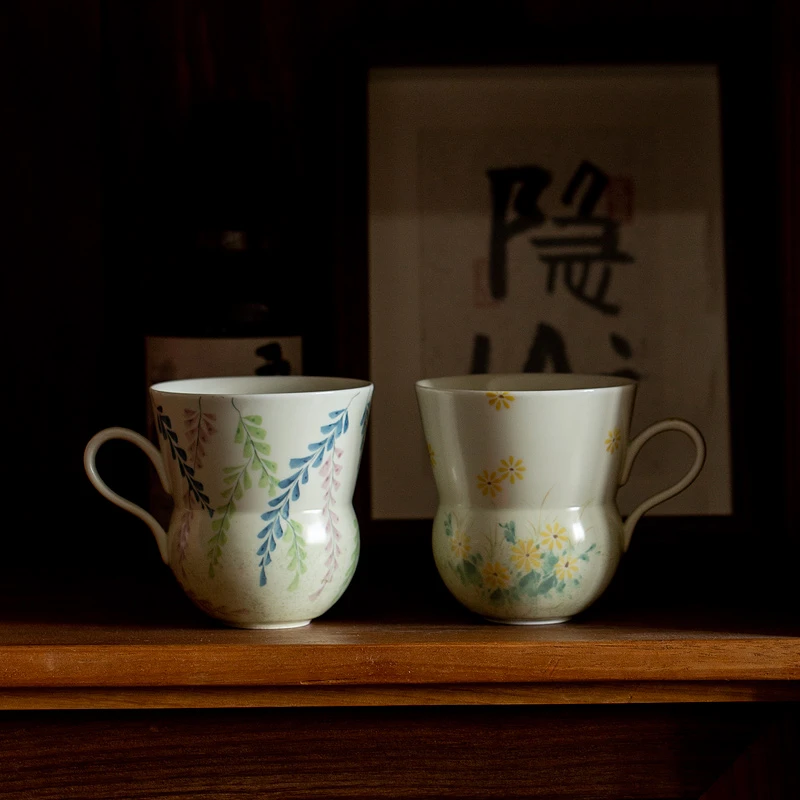 百垚手绘日式大容量主人杯家用陶瓷水杯咖啡杯功夫茶具专用马克杯