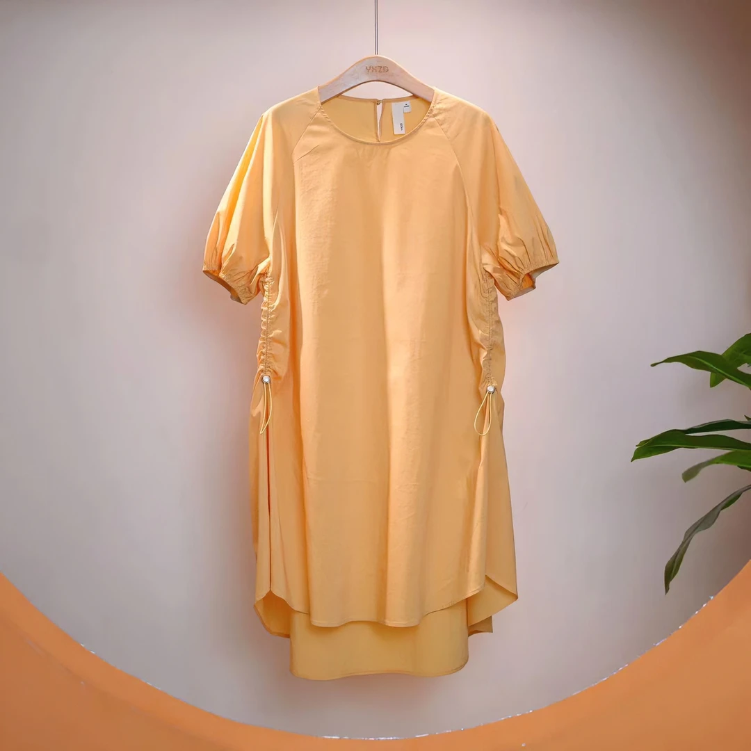 一席之地夏季极简风抽褶简约宽松连衣裙气质百搭连衣裙R450356