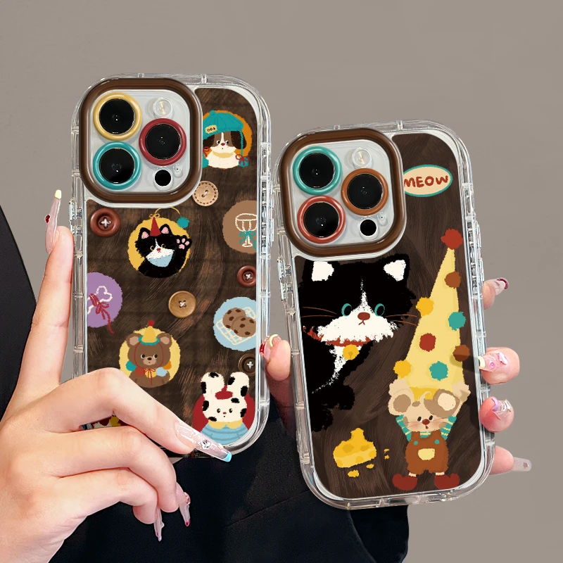 适用苹果15羽纱奶油iPhone16手机壳华为防摔mate60纽扣动物防摔14