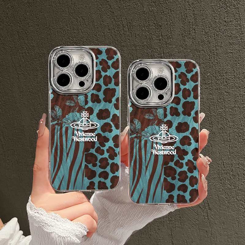 适用苹果iPhone16pro手机壳华为p70银色精孔羽纱mate棕豹纹西太后