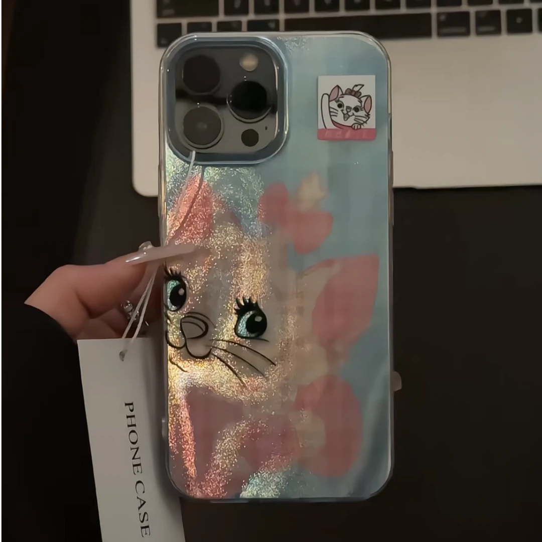 适用苹果iPhone16pro手机壳15银褶皱IMD套方格玛丽猫防摔女全包14