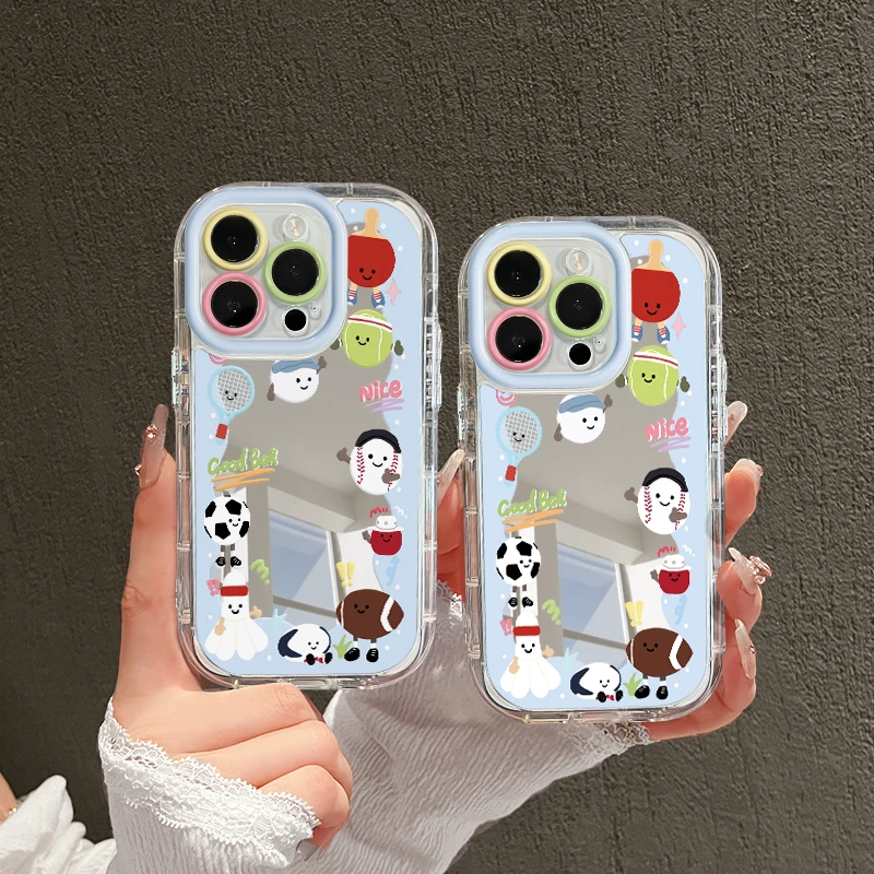 适用苹果14镜面奶油iPhone15pro手机壳运动风mate防摔华为p70创意