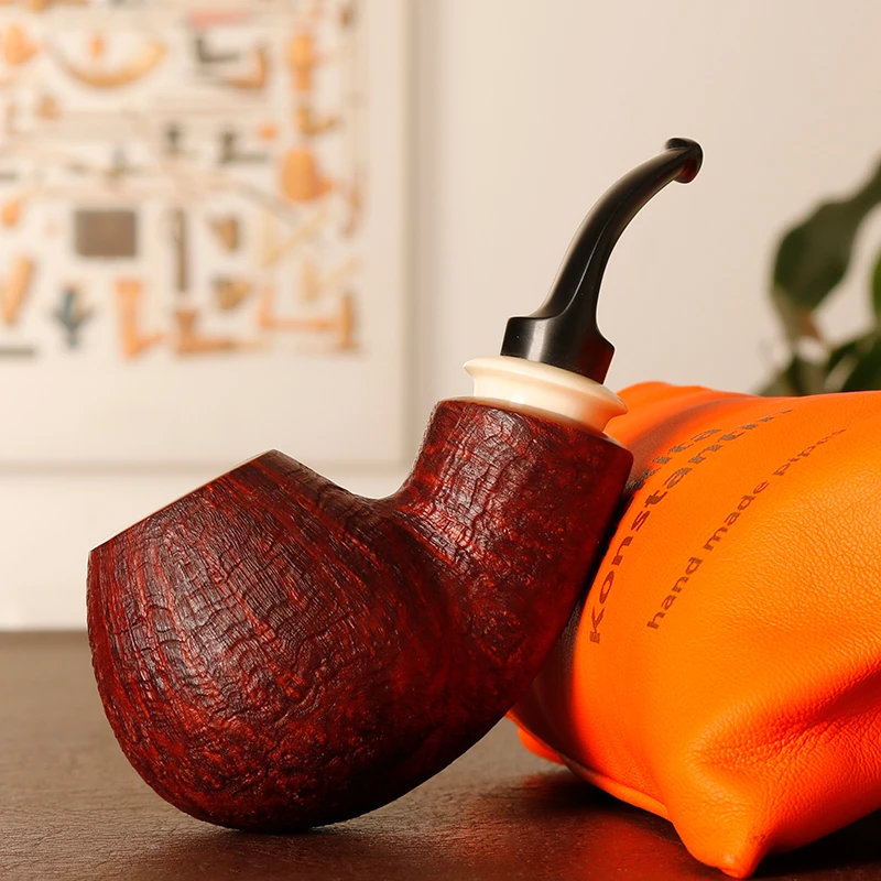 乌克兰康斯坦丁 喷砂河豚 手工石楠木烟斗