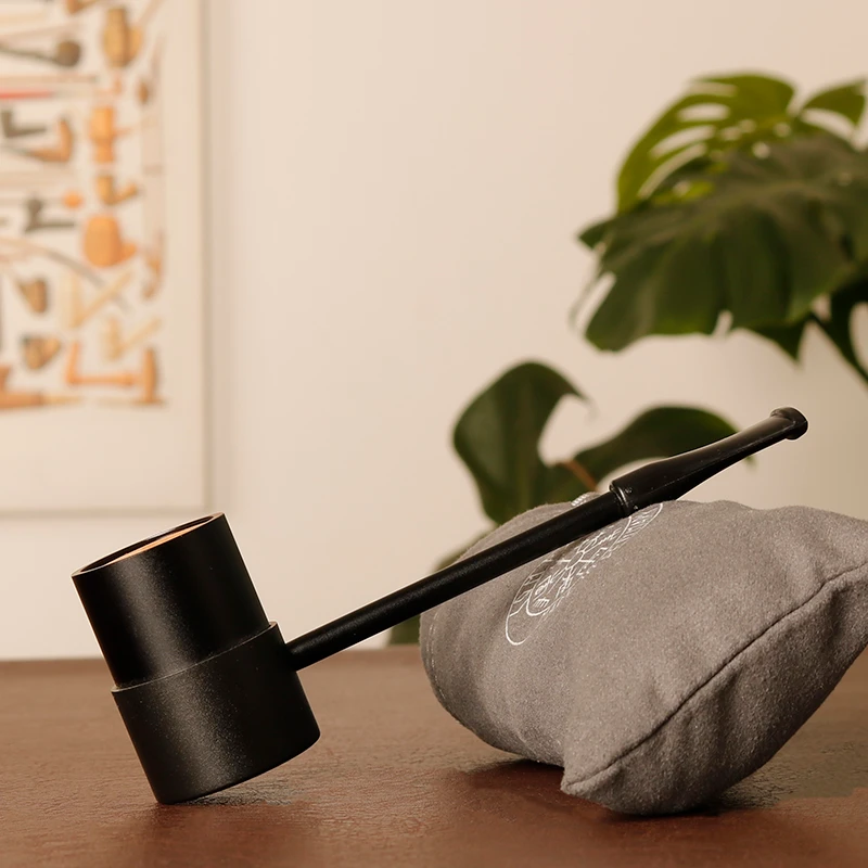 丹麦 诺丁Nording  黑色大力水手锤子 内石楠木外金属 石楠木烟斗