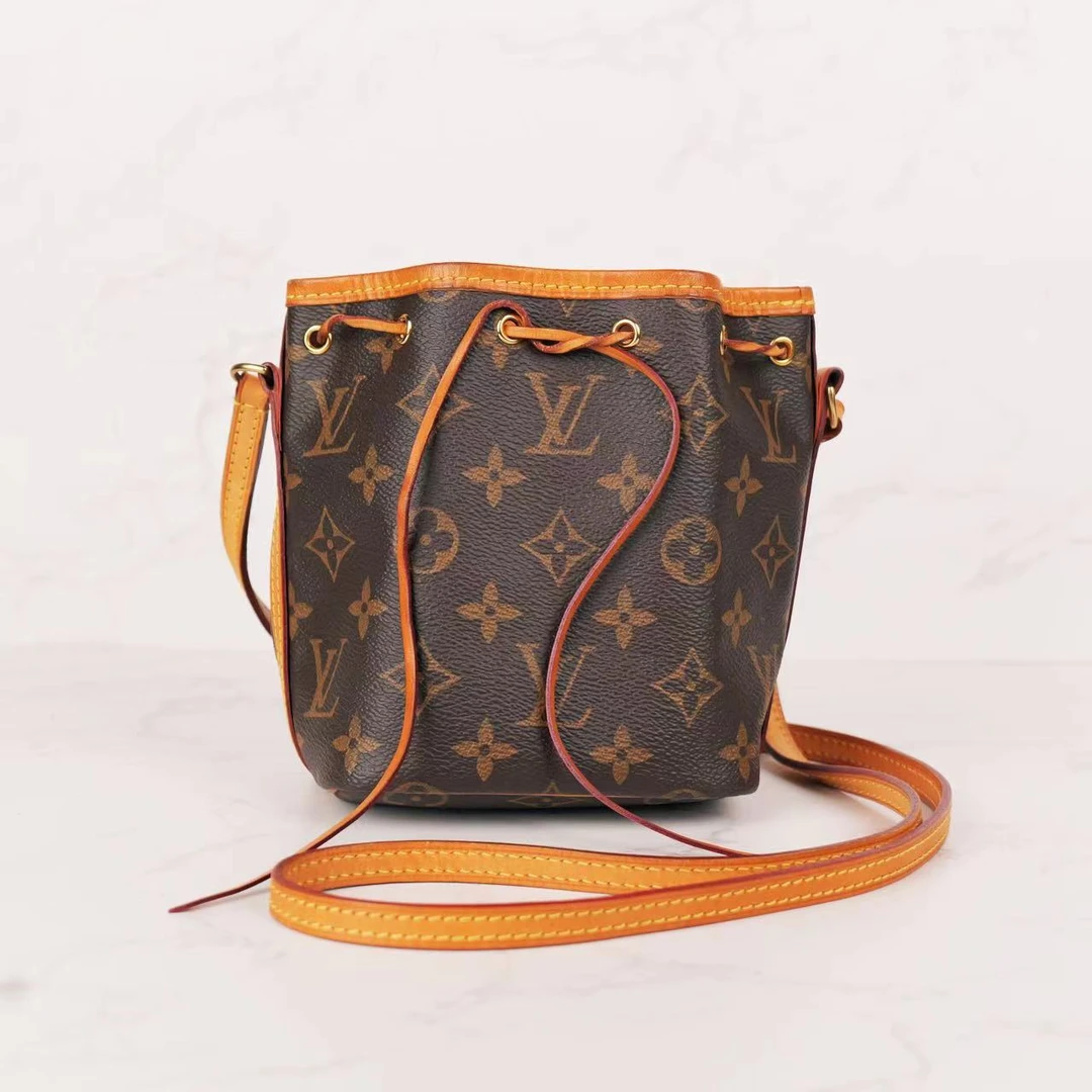 95新 LouisVuitton/路易威登 neo noe经典老花斜挎包抽绳小水桶