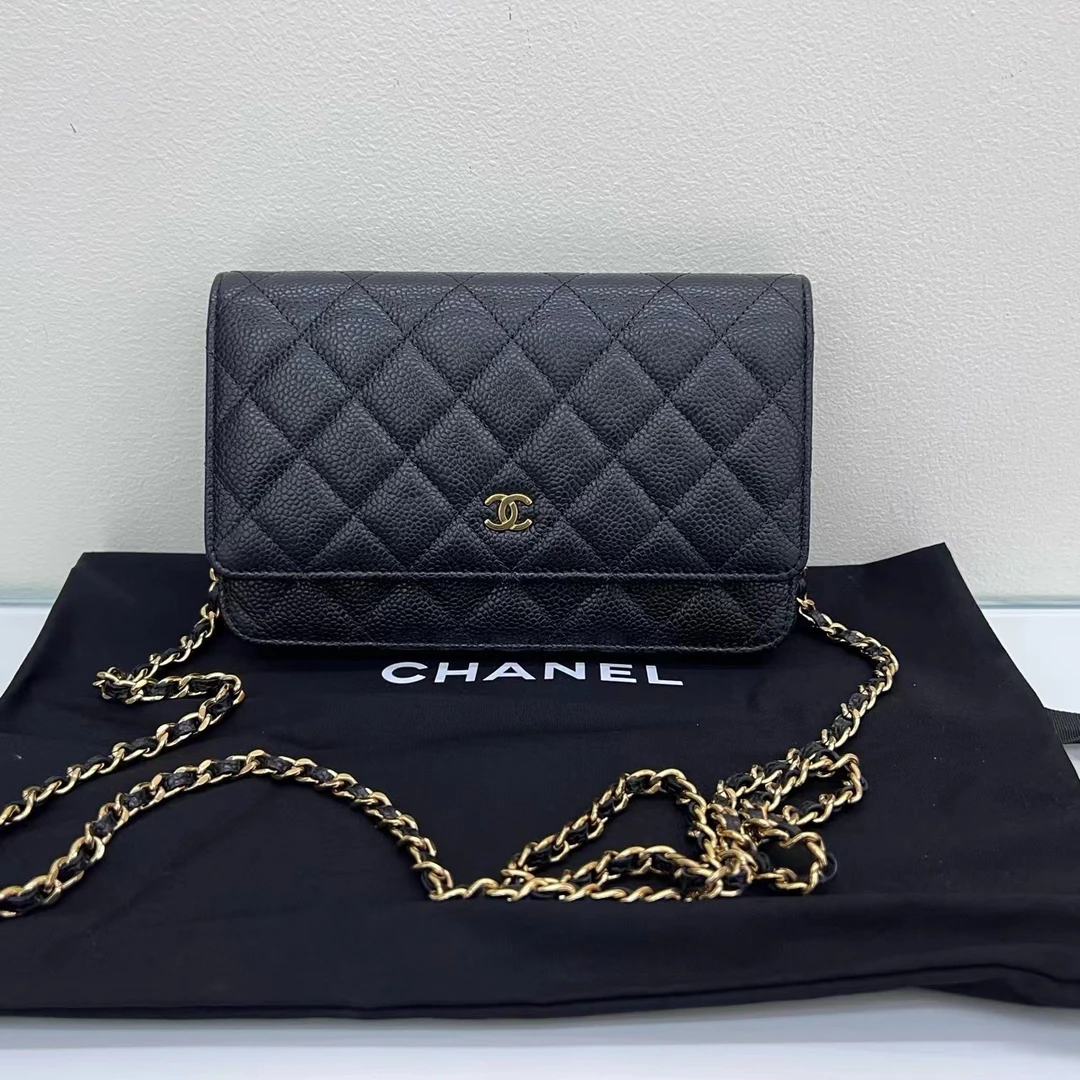 99新 Chanel/香奈儿 （大全套无瑕疵）黑金荔枝纹发财woc