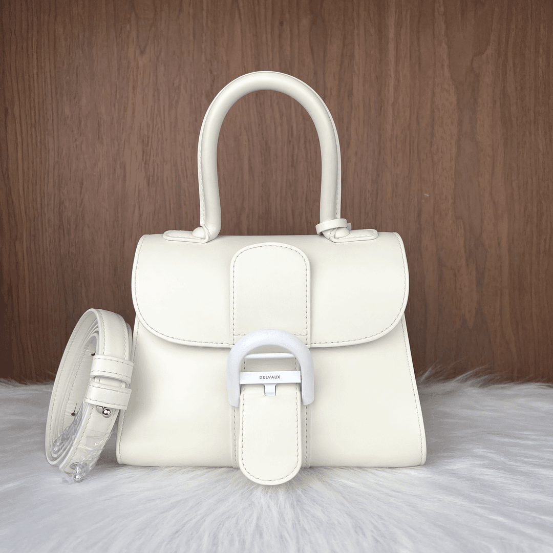 95新 Delvaux/德尔沃 白雪公主小号2光滑精致的BoxCalf小牛皮