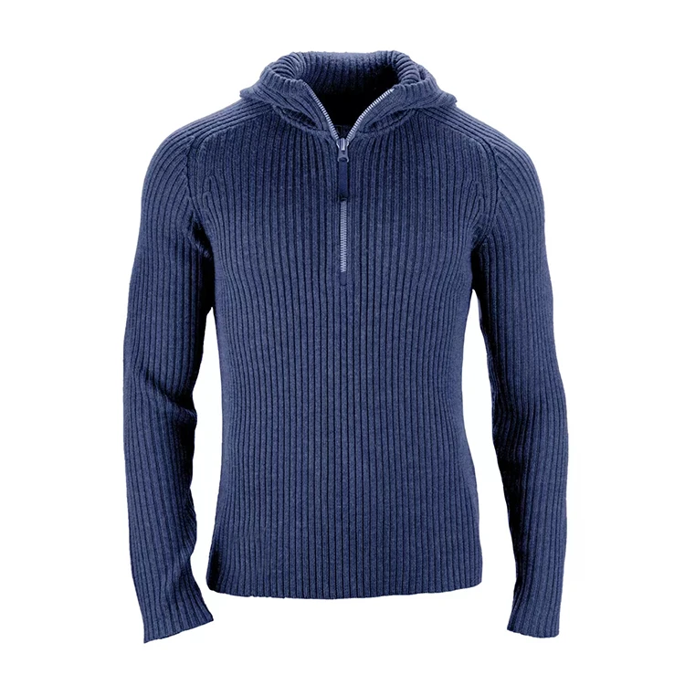 重磅900G+美丽诺羊毛战术版连帽半拉链针织衫保暖战术上衣