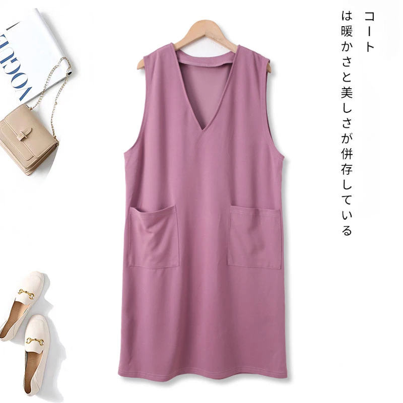 现货！秋季新款女士纯色宽松时尚复古背心裙HH275-A简约休闲风