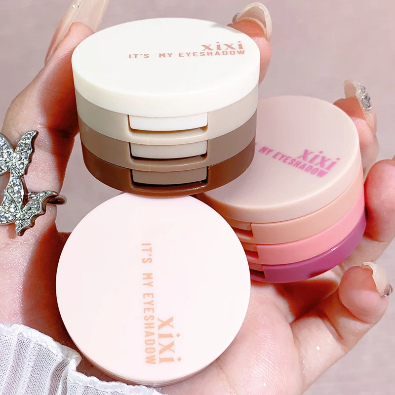 xixi午夜恒星腮红提亮修容三色眼影盘哑光爆款大地色亮闪片D-575