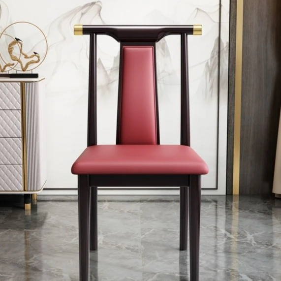 高档软包新中式餐椅餐厅宴会家用古典复古全实木靠背饭店酒店椅子