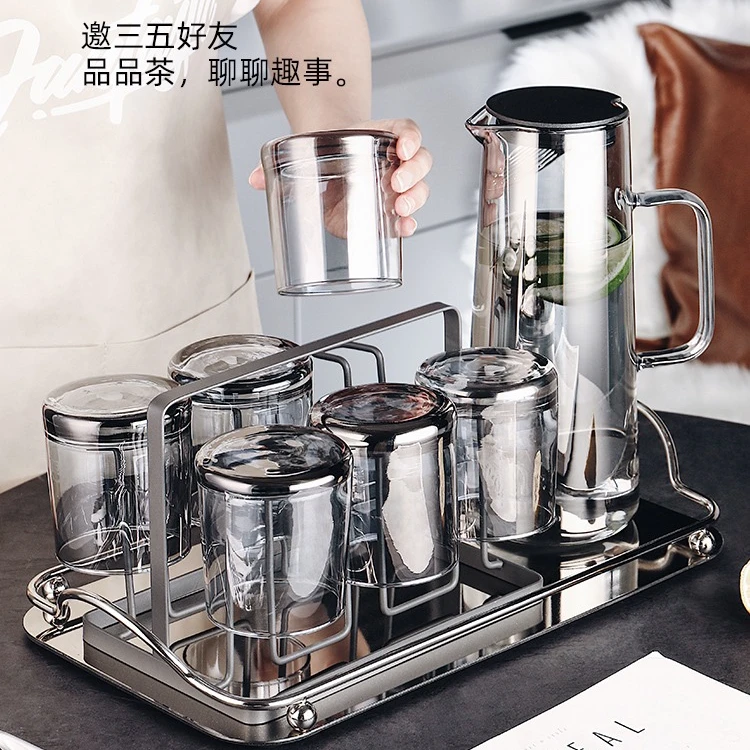 玻璃杯家用高级感耐热泡绿茶水杯家庭杯子客厅茶杯杯具待客套装