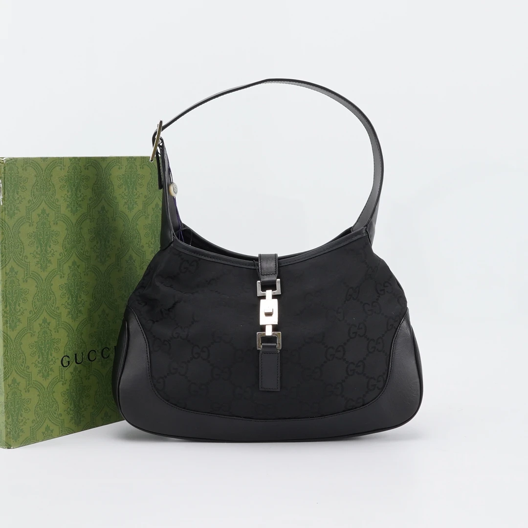 95新 GUCCI/古驰 【诗诗】古驰 Jackie 黑老花单肩包/BGH004140003