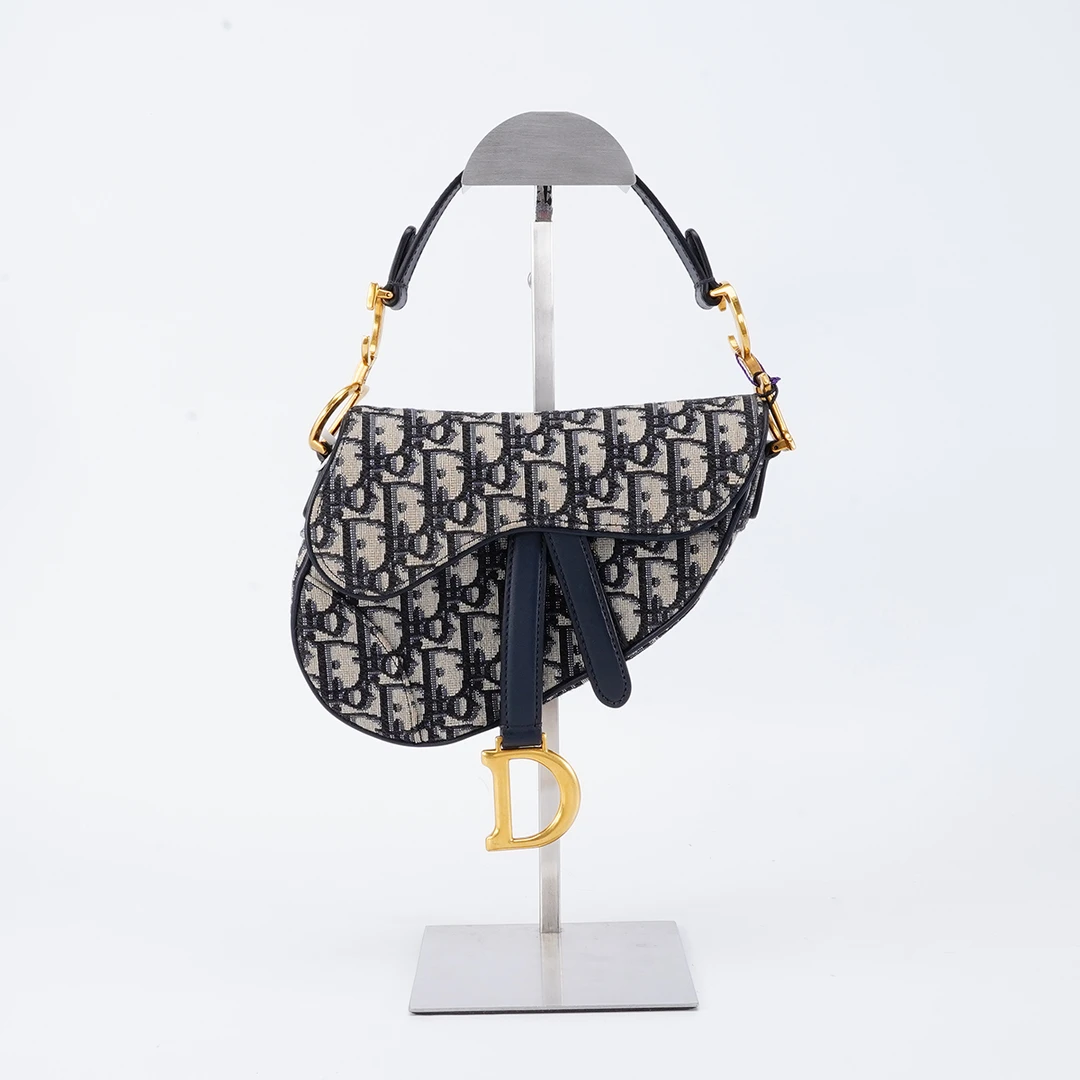 95新 DIOR/迪奥 马鞍包小号老花蓝色/BG22013860