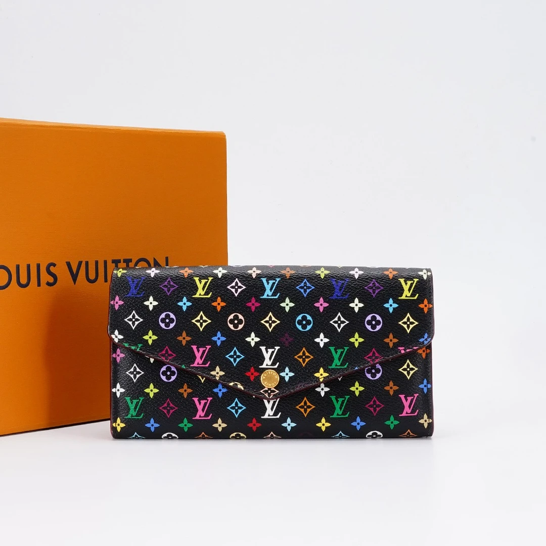 95新 LouisVuitton/路易威登 【桔夕静文】黑三彩钱包/BG23002629