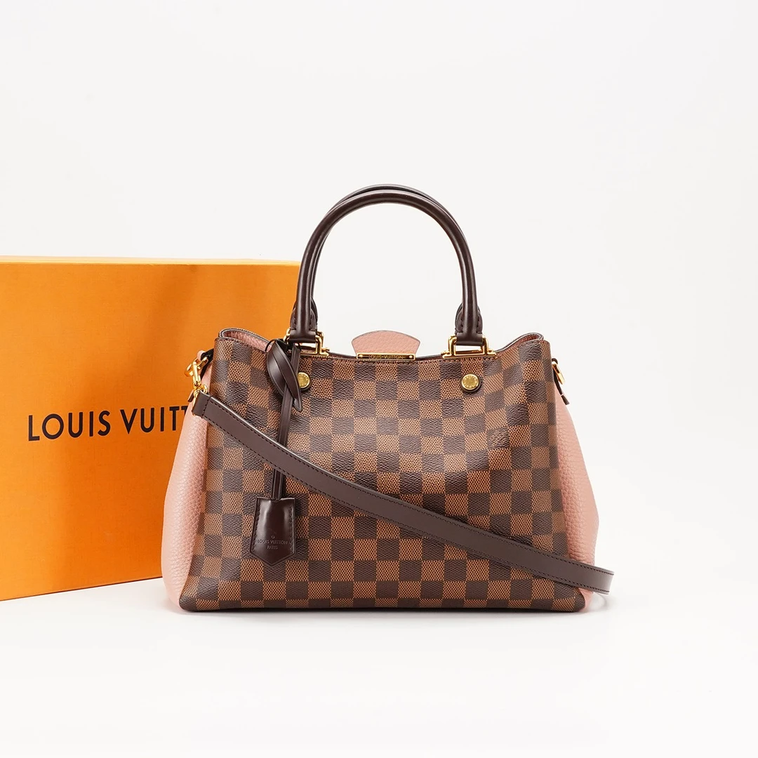 95新 LouisVuitton/路易威登 brittany包棕棋盘格拼粉/BG22000642
