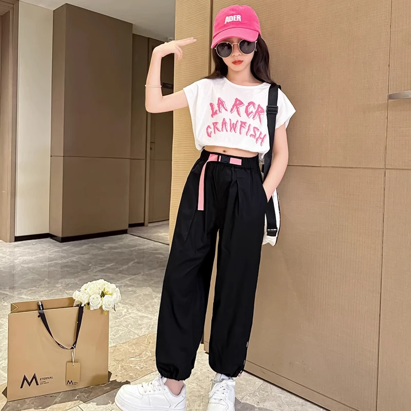 爵士舞服装儿童舞蹈服女童夏街舞套装练功嘻哈韩版女孩演出服潮酷