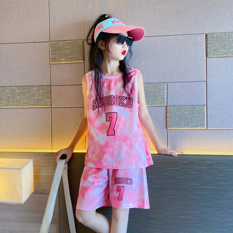 女童速干运动套装夏季2025新款中大童夏装背心儿童女夏款洋气爆款