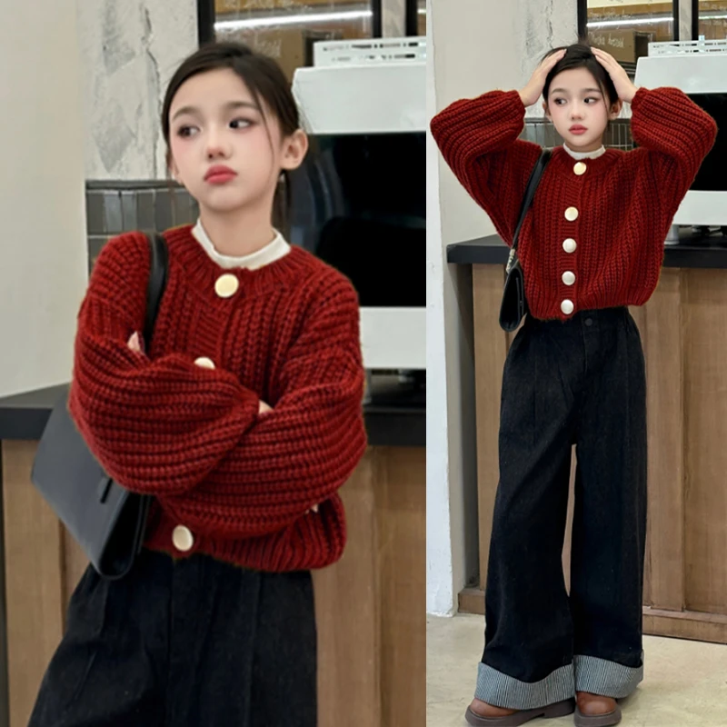 女童毛衣外套春秋2025新款洋气时髦大童针织开衫儿童春装爆款衣服