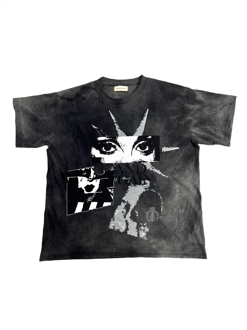 TBR 圆筒布单缝线朋克人像水洗做旧new vintage tee