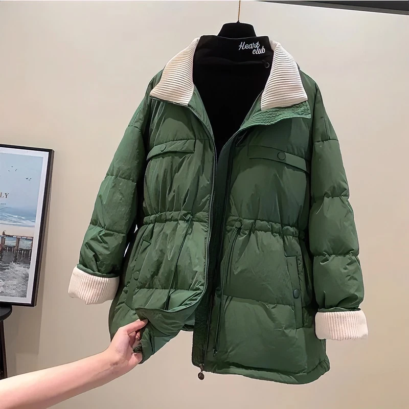 欧货微胖mm时尚复古灯芯绒棉服女秋冬新款韩版加厚保暖棉衣外套潮