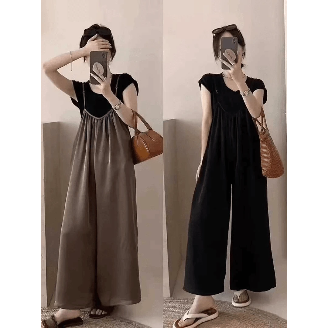 大码女装胖mm夏装新款2024时尚减龄纯色上衣高腰显瘦休闲裤两件套