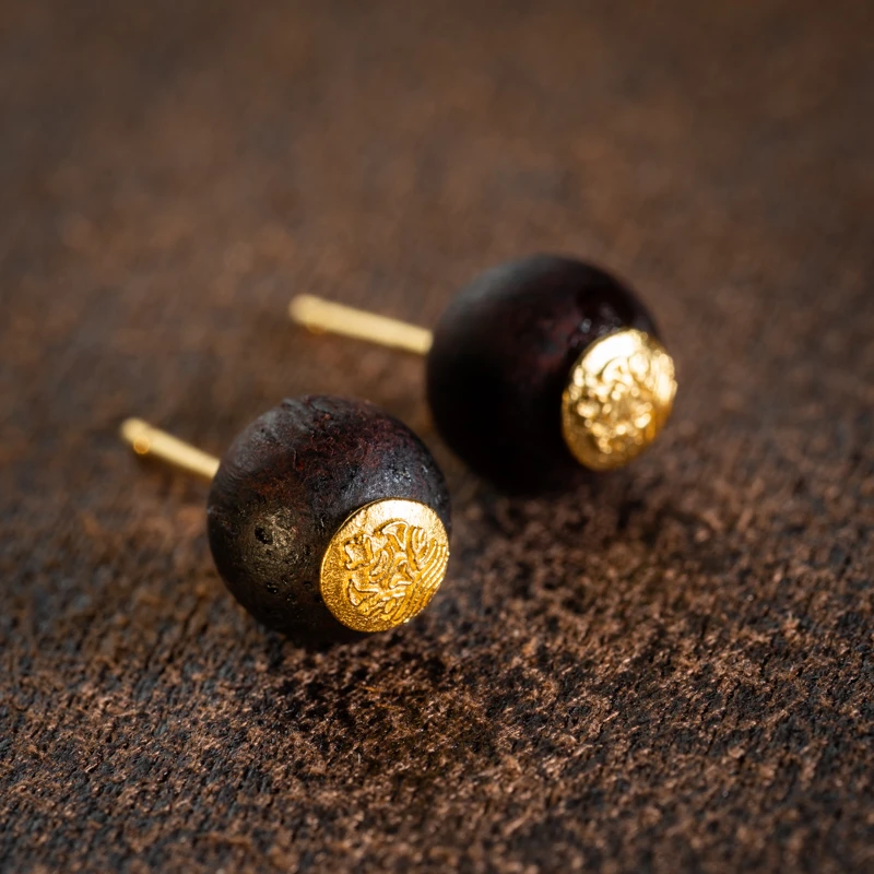 雅饰｜【云喜】耳钉款缅甸小叶降真香扎基