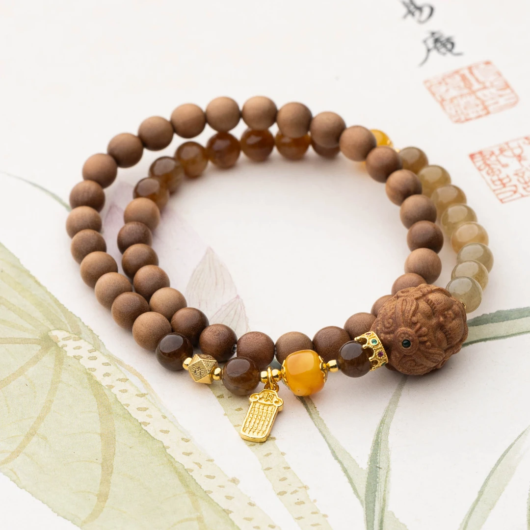 【相见欢】老山檀0.6扎基糖玉双圈手串