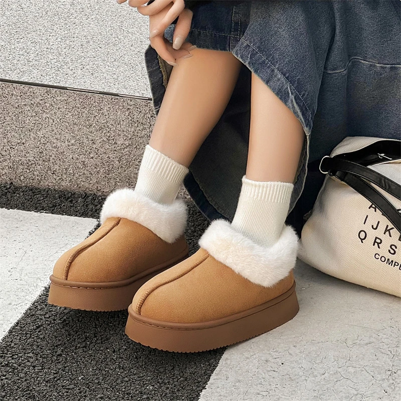 比物冬季2024新网红厚底外穿防滑毛绒居家舒适加绒加厚保暖棉拖鞋