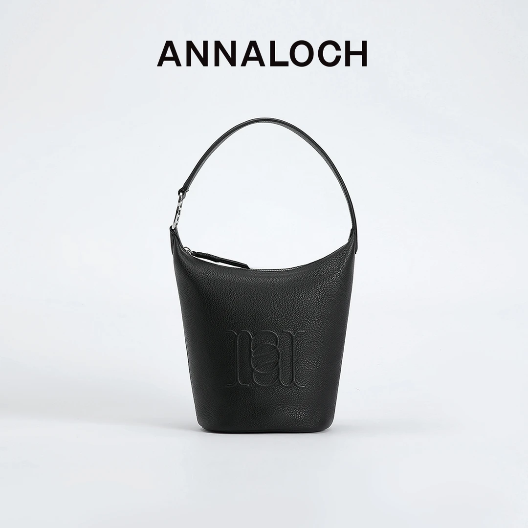 ANNALOCH精选系列时尚百搭DEMI水桶包荔枝纹牛皮手提休闲小拎轻奢