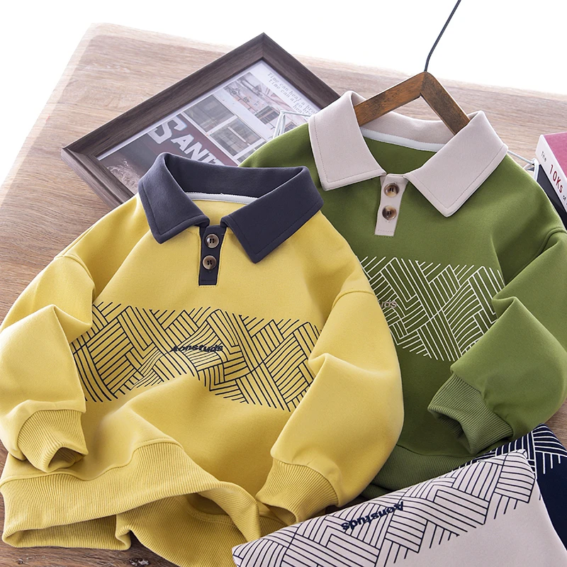 儿童卫衣春秋款2025新中秋季男孩拼色翻领儿童装休闲长袖POLO衫潮