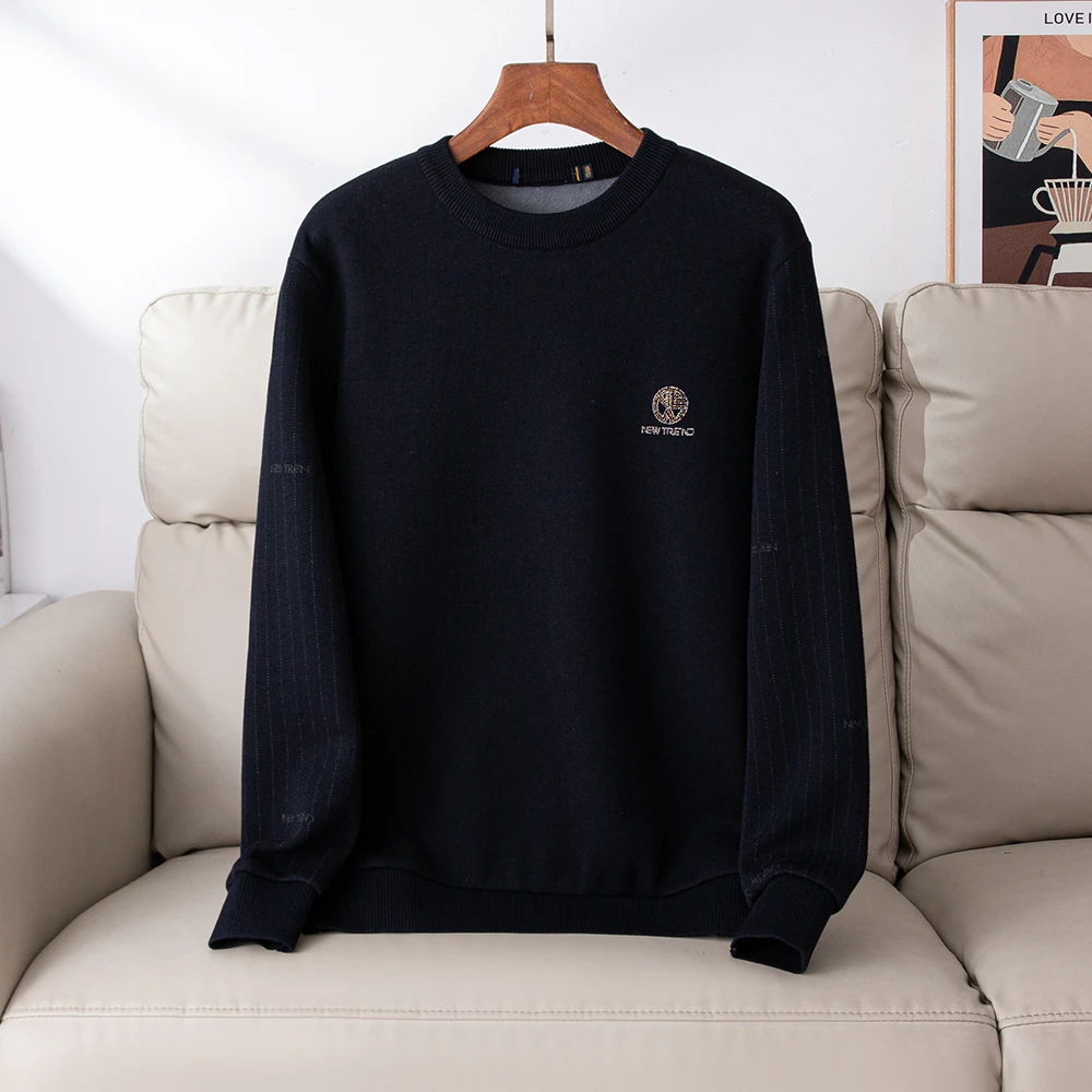 H品质男装～亲肤！加绒圆领打底衫时尚秋冬加厚保暖长袖上衣潮百搭