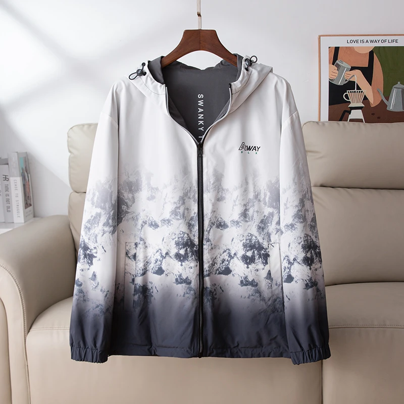 【渐变丁达尔风】品质男装双面休闲外套青年潮流连帽透气外套运动服