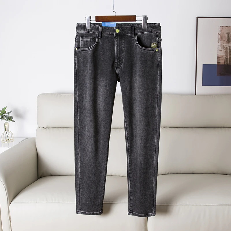 牛仔裤男款修身小脚裤薄绒锥形裤宽松窄脚裤休闲裤撤柜男装裤子潮