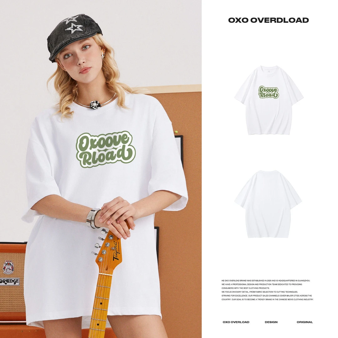 OXO OVERLOAD 纯棉美式嘻哈短袖字母印花潮牌上衣宽松圆领休闲T恤