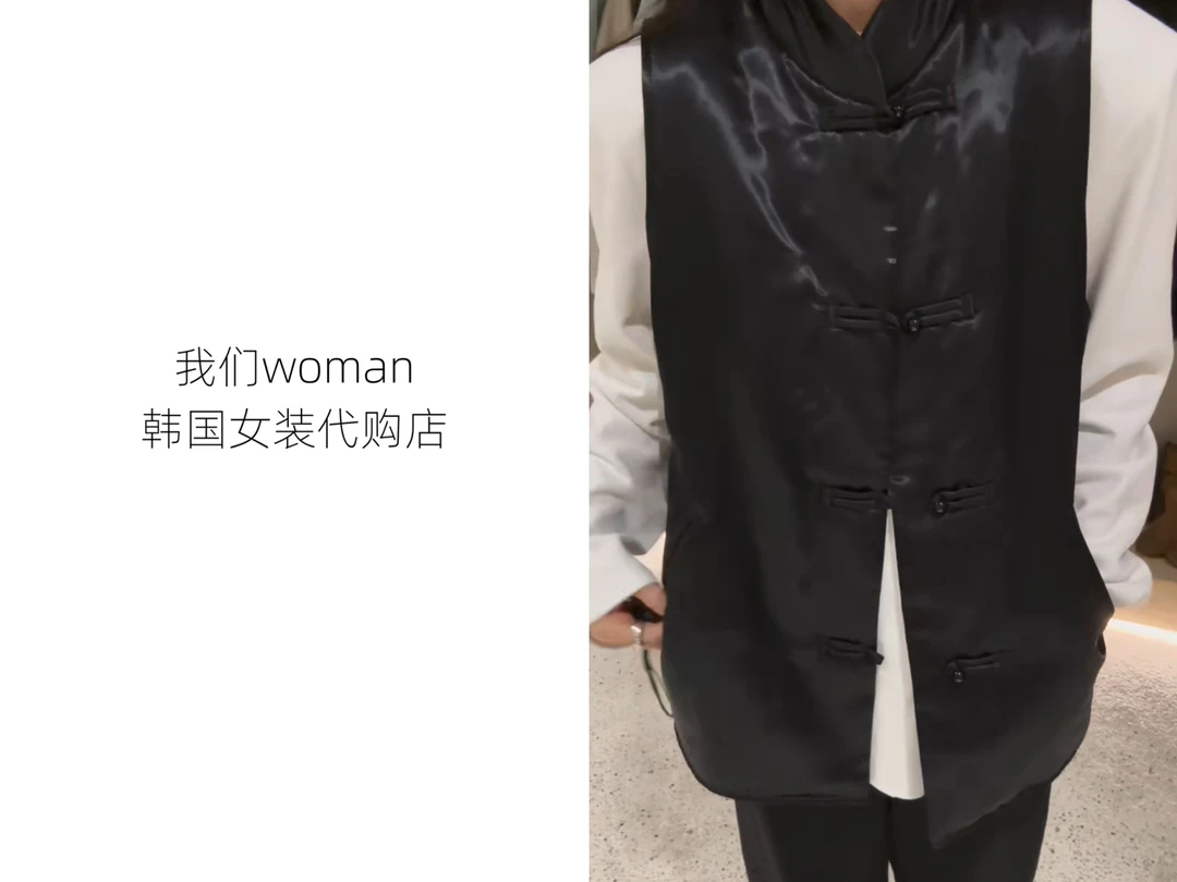 2024韩代女装经典百搭时尚气质国风盘扣棉服马甲