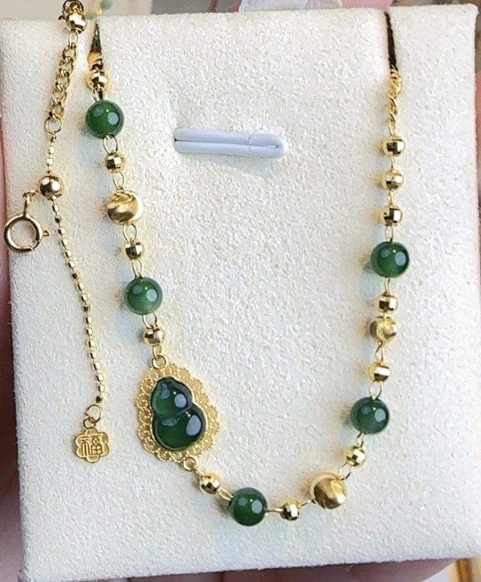 翡翠葫芦-18k金手链