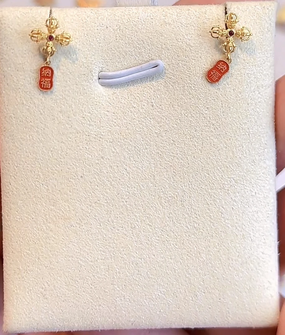 金刚杵-18k金耳钉