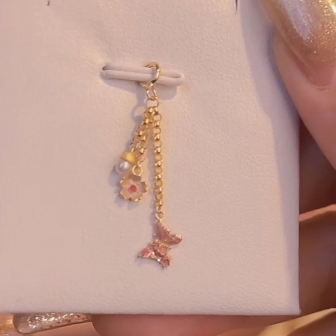 茉薇 | 粉紫金蝴蝶滴溜18k金滴溜配饰挂件