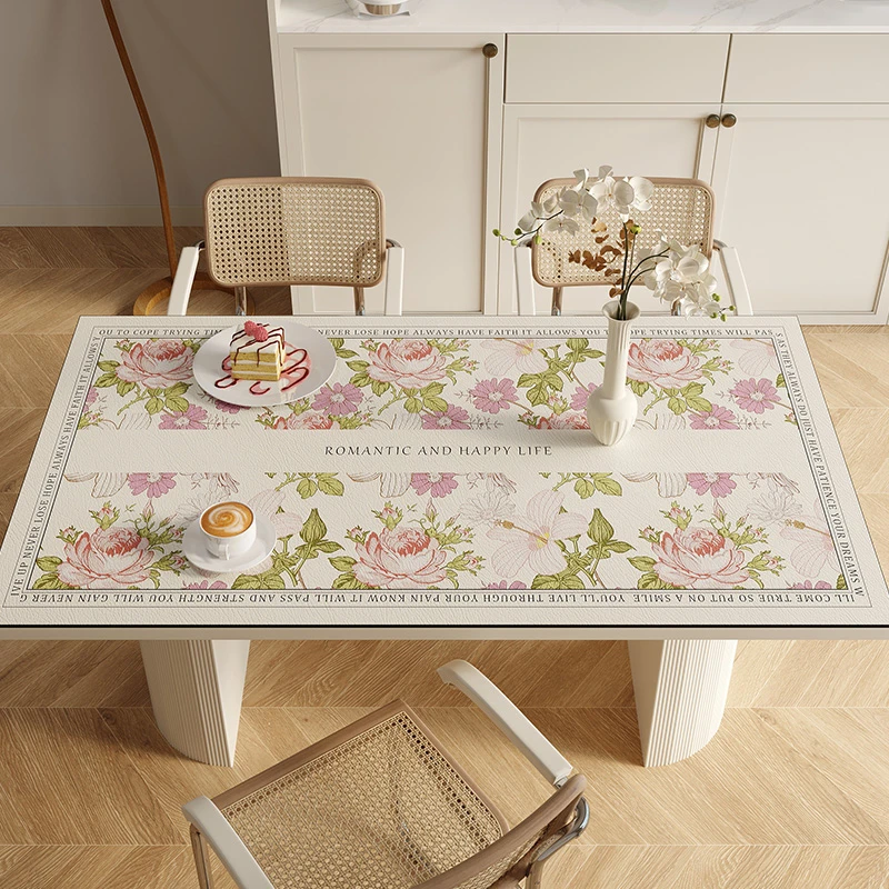 田园风高级感餐桌垫子电视柜垫餐边垫子防水防油免洗防烫茶几桌布