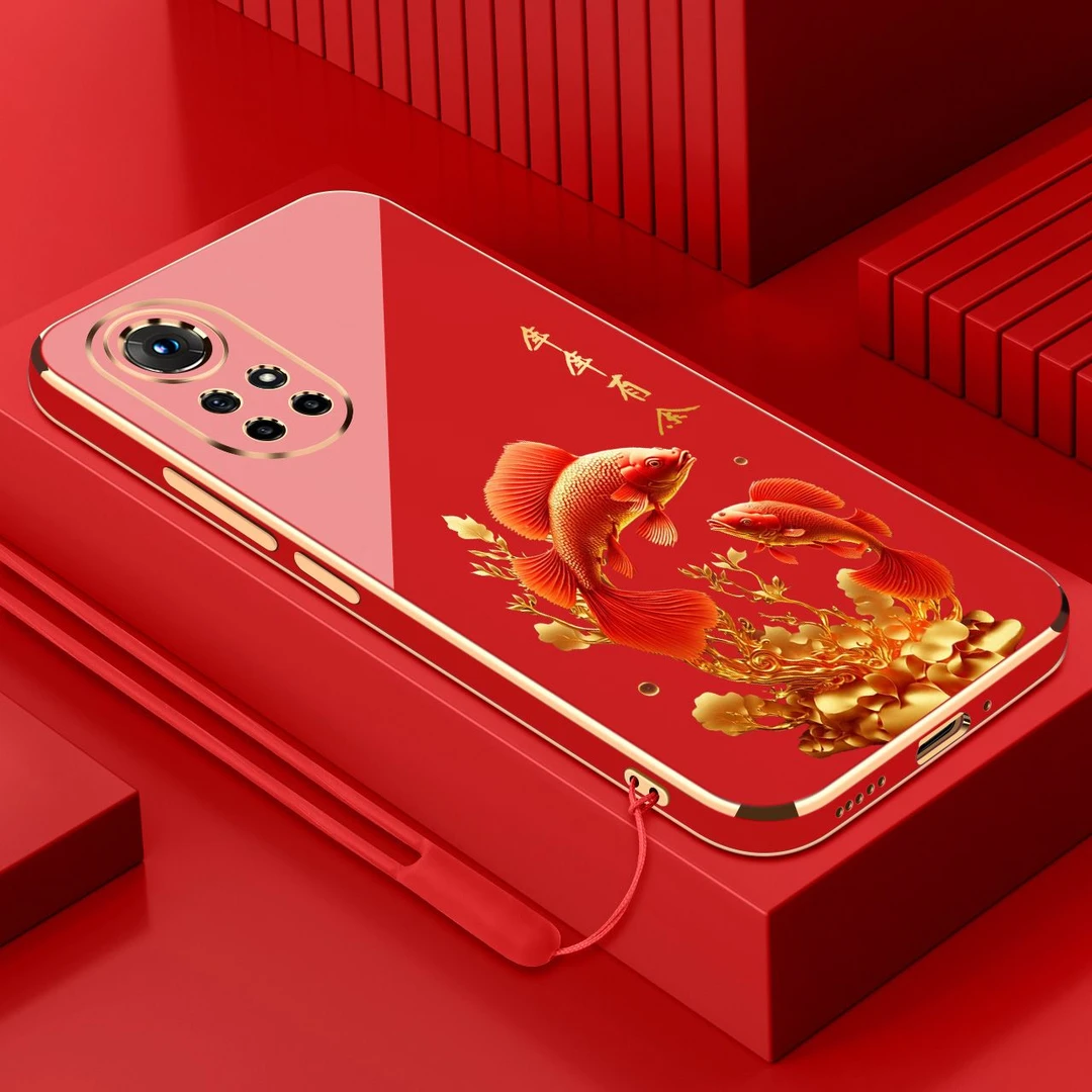 电镀年年有余适用华为nova8手机壳华为nova8新款国潮全包防摔软壳